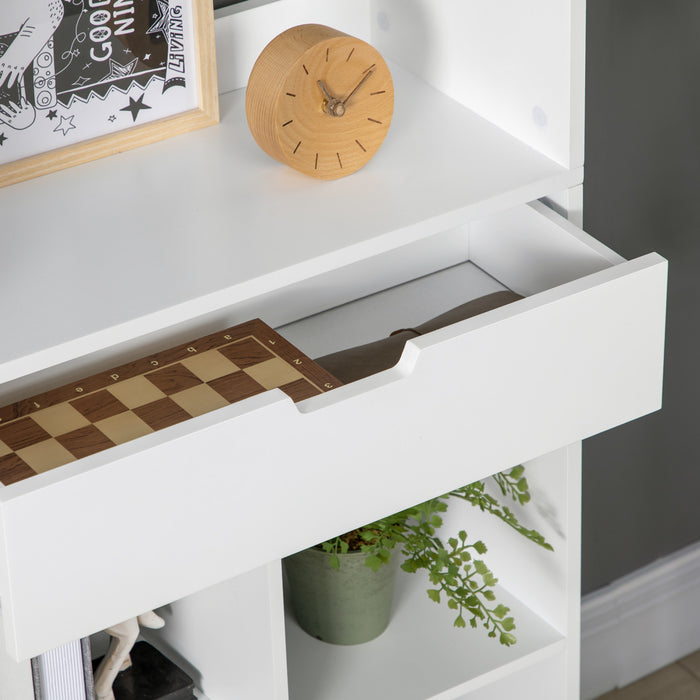 HOMCOM Bibliotheque Haute Tiroir Bureau Maison Blanc