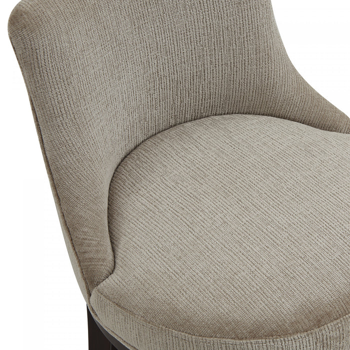 Tabouret de comptoir moderne Lucia en bois et chenille taupe - Lot de 3