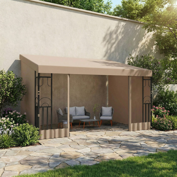 Outsunny Pergola Murale 3 x 4 m avec Rideaux et Moustiquaires