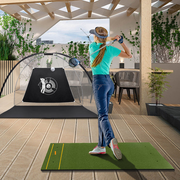 Tapis De Frappe De Golf, 152 Cm X 92 Cm / 152 Cm X 117 Cm Tapis D'entrainement En Gazon Artificiel Pour L'interieur Et L'exterieur, Tapis De Golf Portable Avec 2 Batons D'alignement Et 2 Tees De Golf Pour Les Amateurs De Golf Et Les Debutants