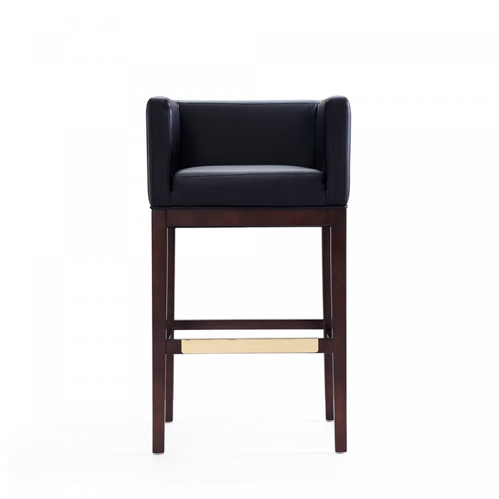 Tabouret de bar Kingsley style milieu du siecle en bois et tissu noir - Lot de 3