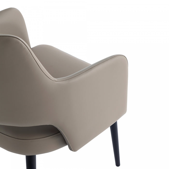Fauteuil moderne Tremont en metal et cuir vegetalien taupe