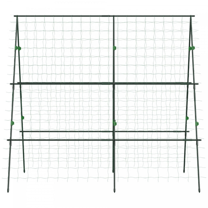 Outsunny Cage A Tomates En Metal Avec Filet Pour Plantes Grimpantes, Vert