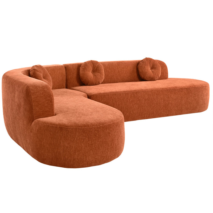 Vista Canape Sectionnel Extra-Large 122 po a Design Courbe et Mousse Haute Resilience, Orange