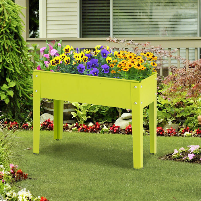 Costway 24\" Lit De Jardin Eleve Avec Les Jambes Boite De Planteur En Metal Elevee Trou De Drainage Cour Arriere Vert