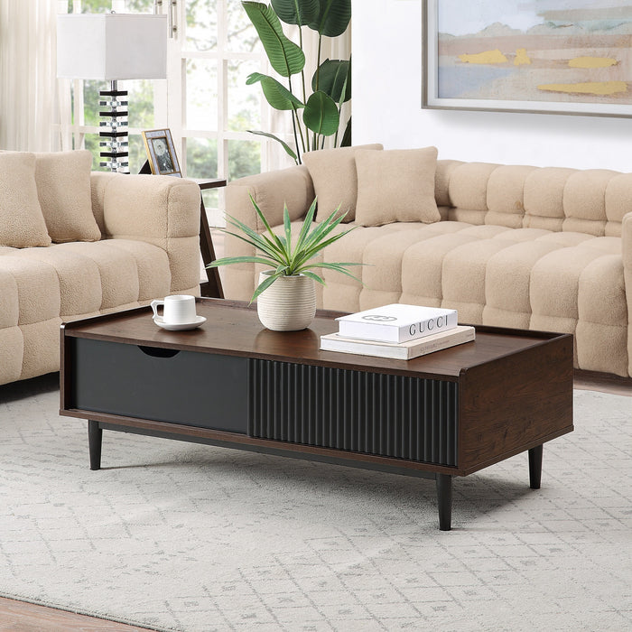 Ensemble de 2 tables Duane style milieu du siecle moderne : table basse et table d’appoint, noir