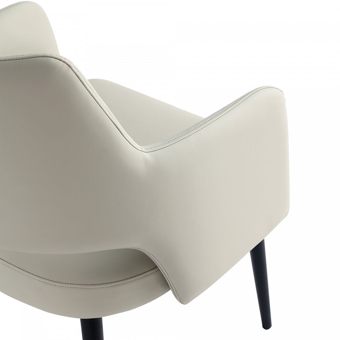 Fauteuil moderne Tremont en metal et cuir vegetalien gris pierre