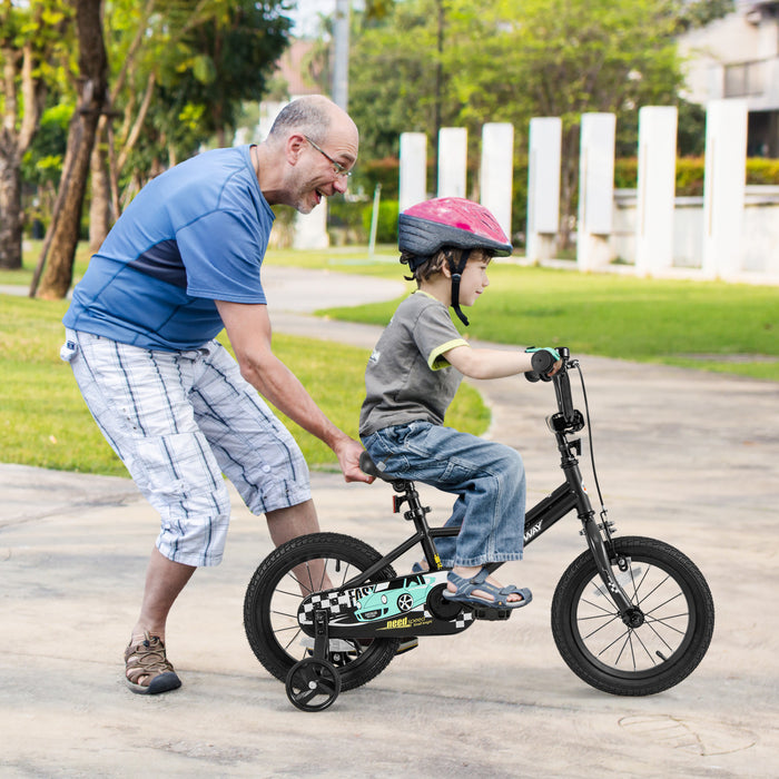 Costway 14\" Velo D'entrainement Pour Enfants Avec Roues D'entrainement Amovibles Pneumatiques Noir
