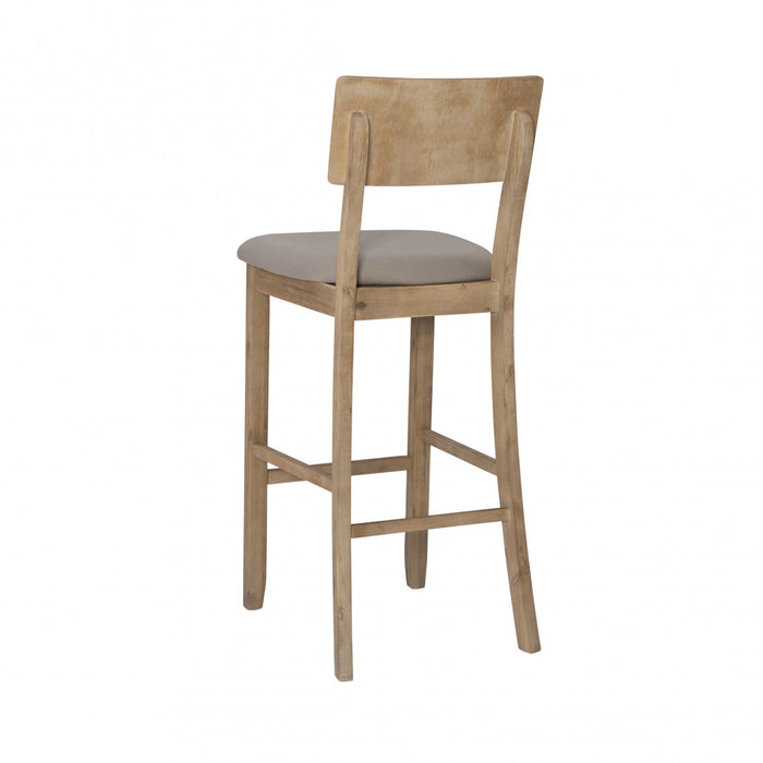 Tabouret bar Jorissen en tissu d'apparence lin - gris