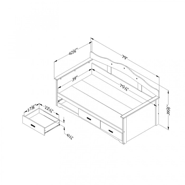 Tiara Lit Divan Avec Rangement - Blanc Solide