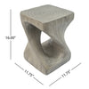 Miro 16" Modern Twisted Hourglass MGO Accent Table, Faux Wood Grain Indoor Side Table, Grey | Table d'appoint moderne sablier torsade Miro 16 pouces MGO, table laterale interieure imitation bois, gris