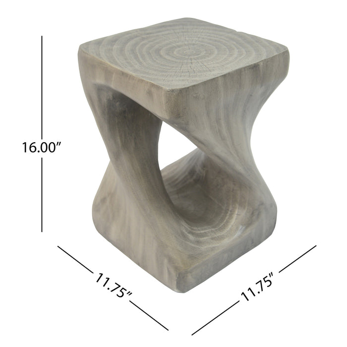 Table d'appoint moderne sablier torsade Miro 16 pouces MGO, table laterale interieure imitation bois, gris