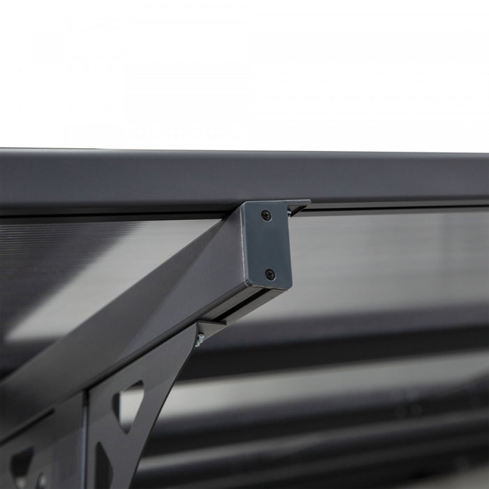 Outsunny Pergola Adossable Rigide Alu. Dim. 171.25\"l X 118\"l Pavillon De Jardin Toit Panneaux De Polycarbonate Inclinaison Reglable Gris