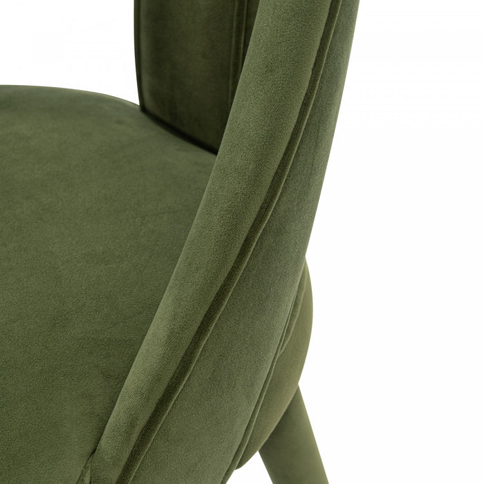 Chaise de salle a manger moderne Neda en velours vert olive - Lot de 2