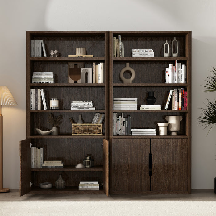 Armoire bibliotheque moderne Rivington 40\" en noyer - Lot de 2