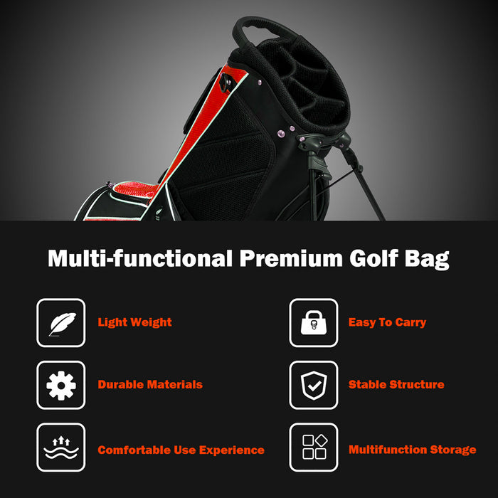 Costway Golf Stand Cart Bag Club W/6 Way Divider Carry Organizer Poches Stockage Rouge