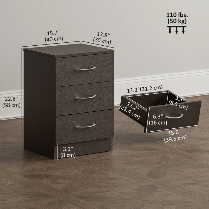 HOMCOM Table de Chevet Nuit 3 Tiroirs pour Chambre