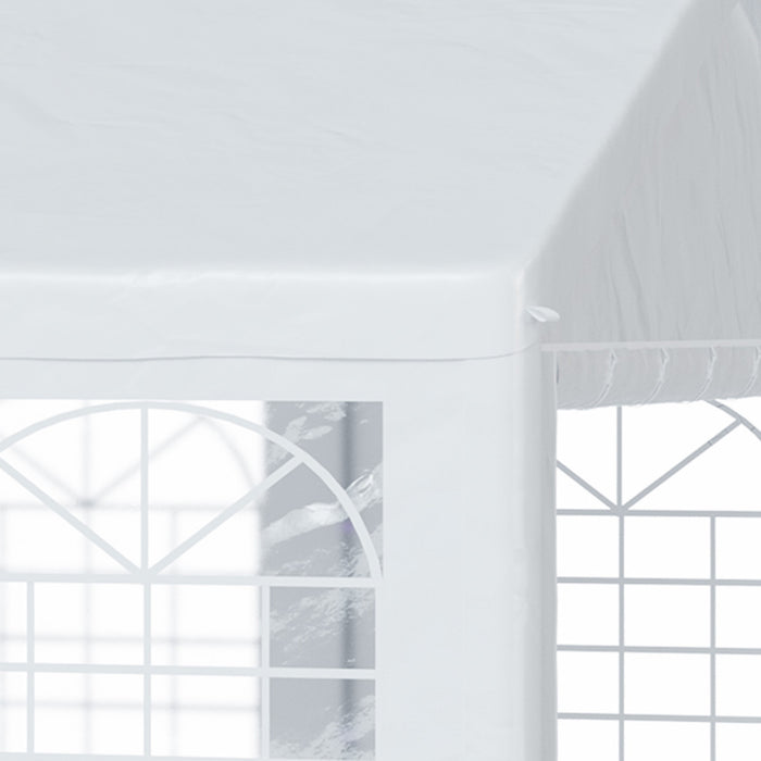 Outsunny 20'x20' Grand Abri De Voiture Exterieur Robuste Garage Party Event Tente Patio Gazebo Auvent Avec Paroi Laterale Amovible, Blanc