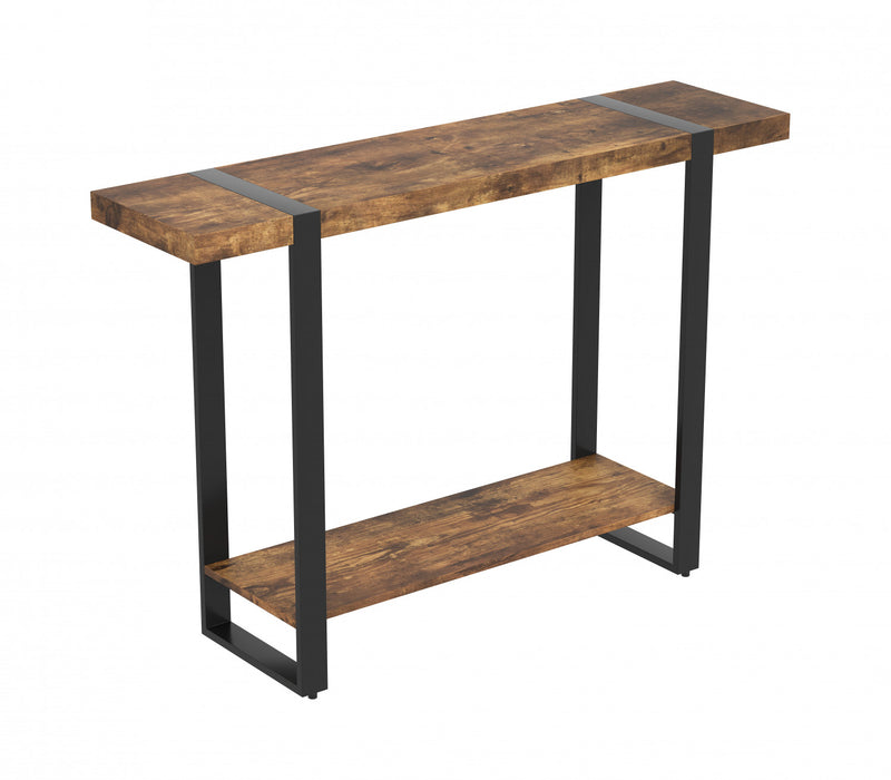 Console de 47 po avec 1 tablette - apparence de bois recyclé avec métal noir