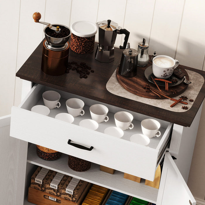 HOMCOM Buffet de style campagnard de 30\" avec 2 portes de grange, blanc