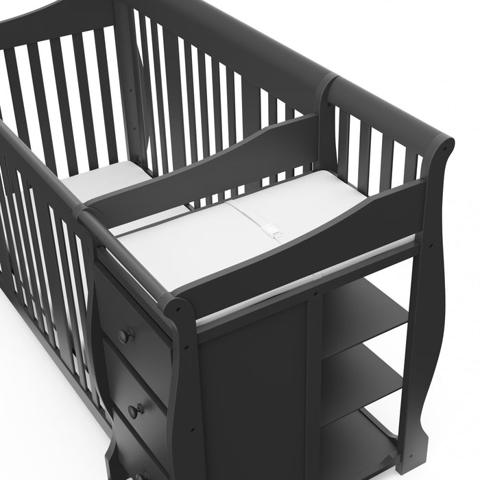 Storkcraft Portofino Lit de bebe convertible 4-en-1 avec table a langer - Gris