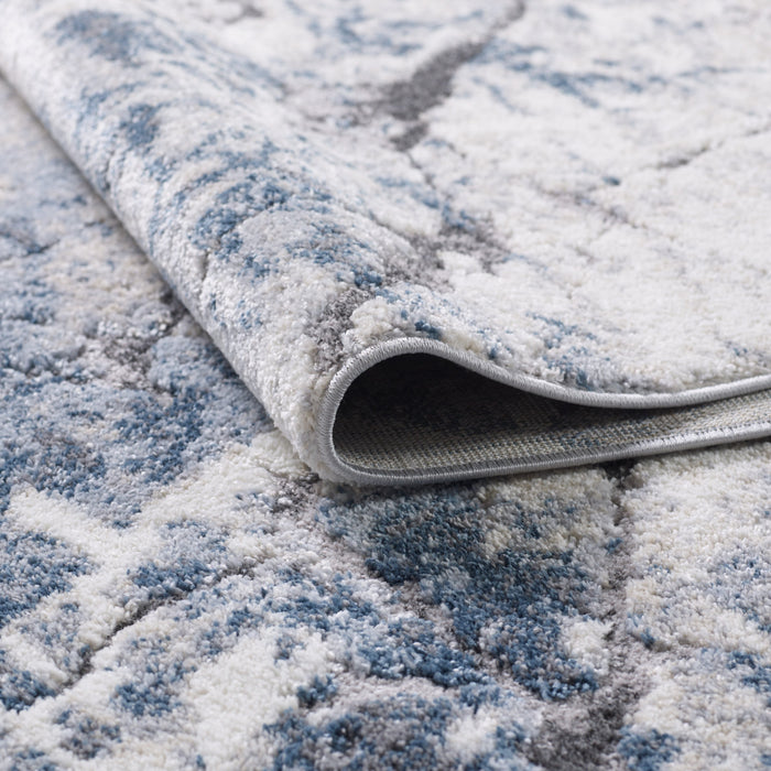 Carpette Darius bleue à motif d'éclair - 6 pi 7 po x 9 pi 6 po