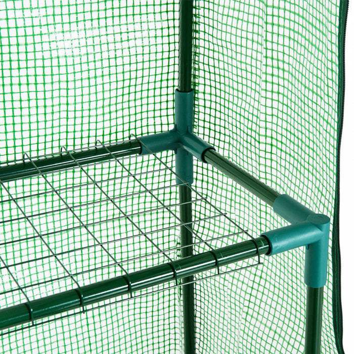 Outsunny Mini Serre, Serre De Jardin Avec 4 Etageres, Porte A Enroulement