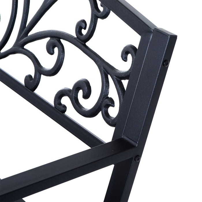 Banc De Jardin Outsunny 50\", Chaise Decorative De Patio Porche, Noir