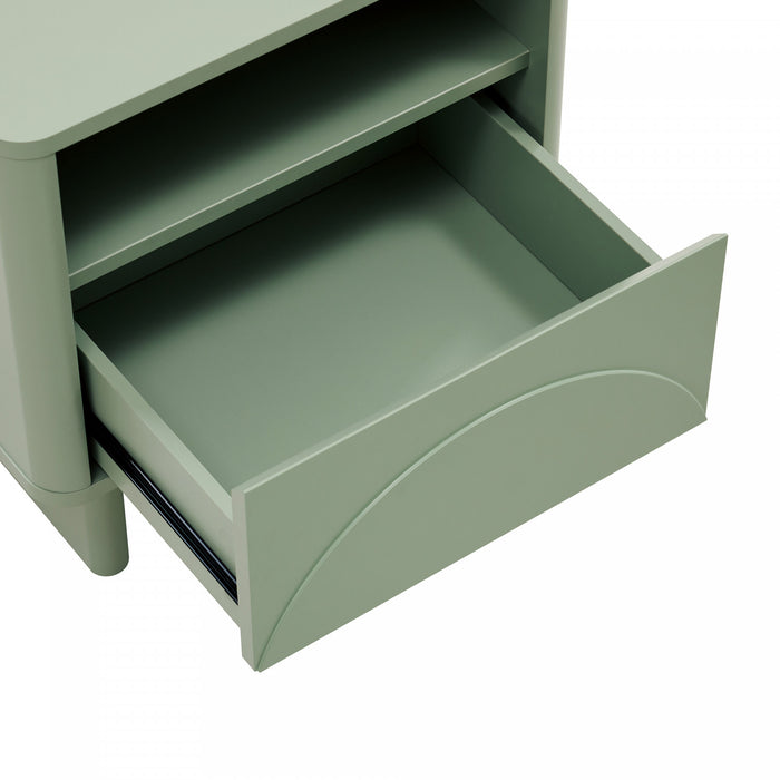 Table de nuit moderne Ella 20\" en vert sauge (1 tiroir)
