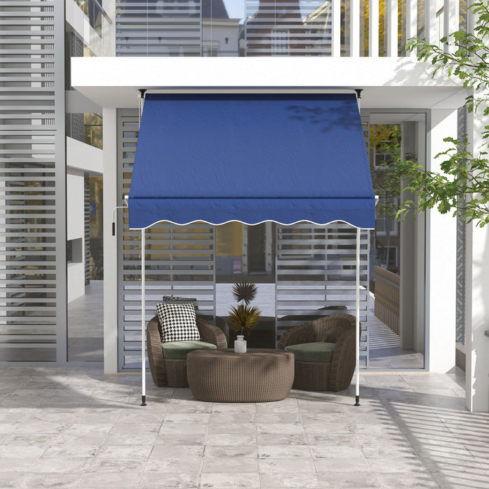 Outsunny 6.6'x5' Abri Solaire Retractable Manuel, Bleu Fonce