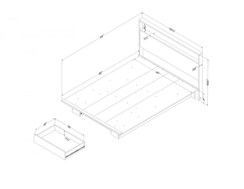 Musano Ensemble Lit Plateforme Et Tete De Lit Noyer Naturel, De Meubles South Shore