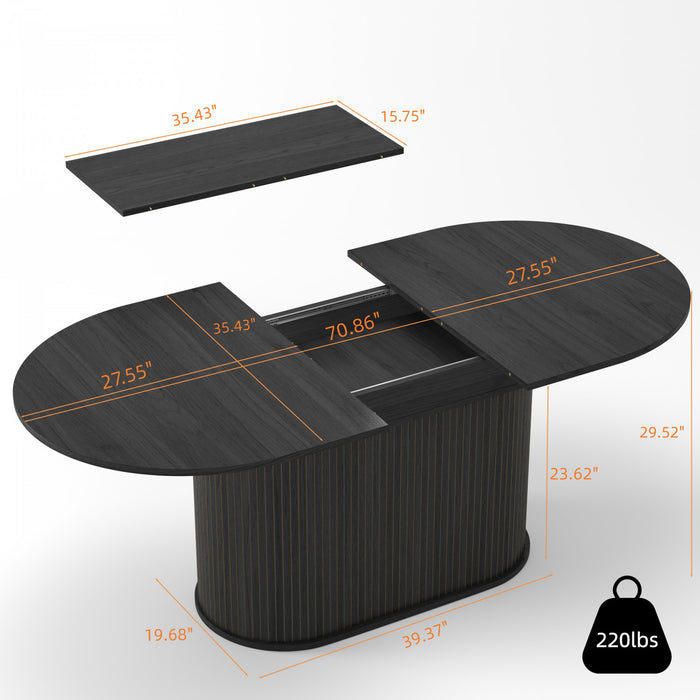Noah Table a manger ovale extensible avec pieds rayes, noir