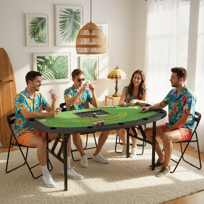 Soozier Table de Poker Pliante 72\", Table de Blackjack pour 8 Joueurs, Vert