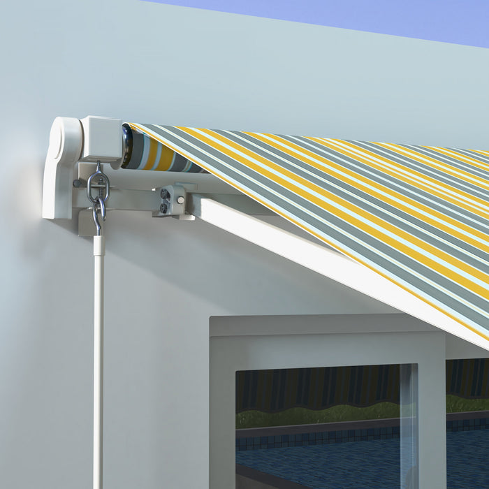 Outsunny Auvent Retractable 10' X 8' Avec Lumieres Led, Uv40+, Jaune/gris