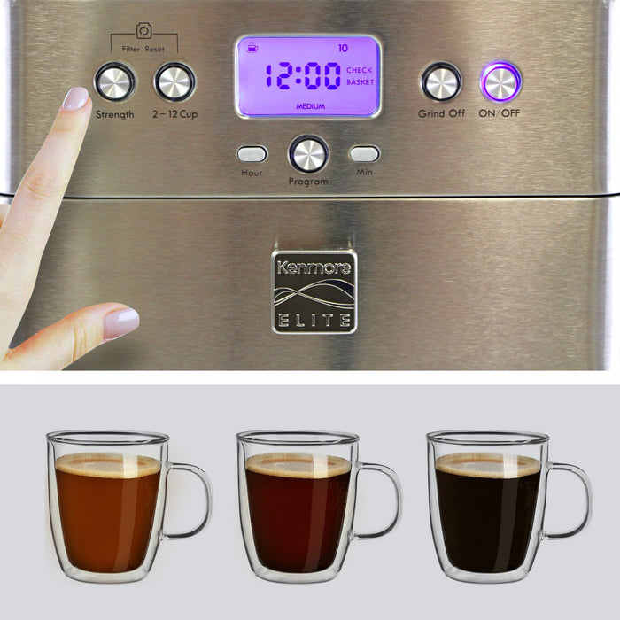 Cafetière à moudre et infuser Kenmore Elite en acier inoxydable - KKECMGBSS