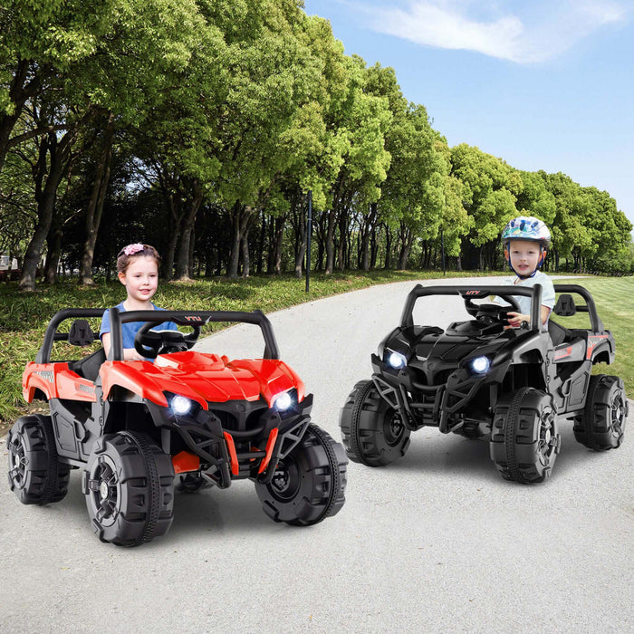 Costway 12v Enfants Rouler Sur Camion Avec Telecommande Demarrage Lent Ceinture De Securite Arriere Stockage Noir