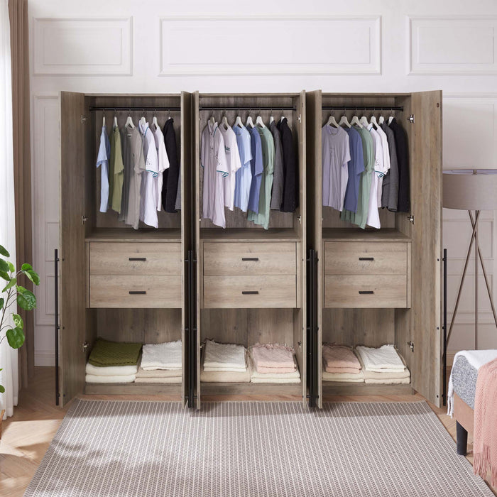 Armoire moderne Lee 32\" en gris rustique - Ensemble de 3