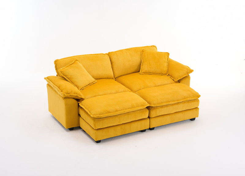 Liam Canape modulaire confortable Cloud 84,6\" avec revetement en velours cotele, Jaune