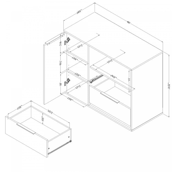 Commode Hourra à 2 tiroirs - chêne gris