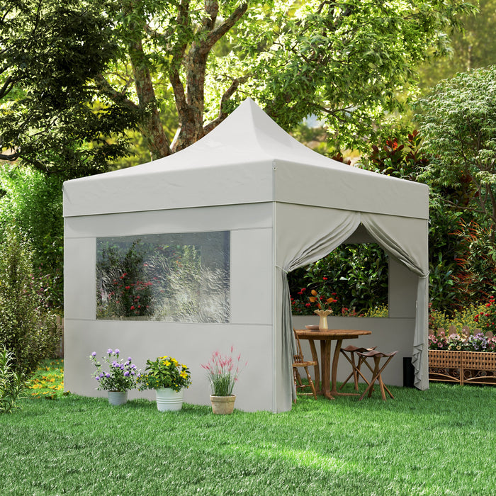 Outsunny Tente A Auvent Escamotable 10' X 10' Avec Sac A Roulettes, Upf50+