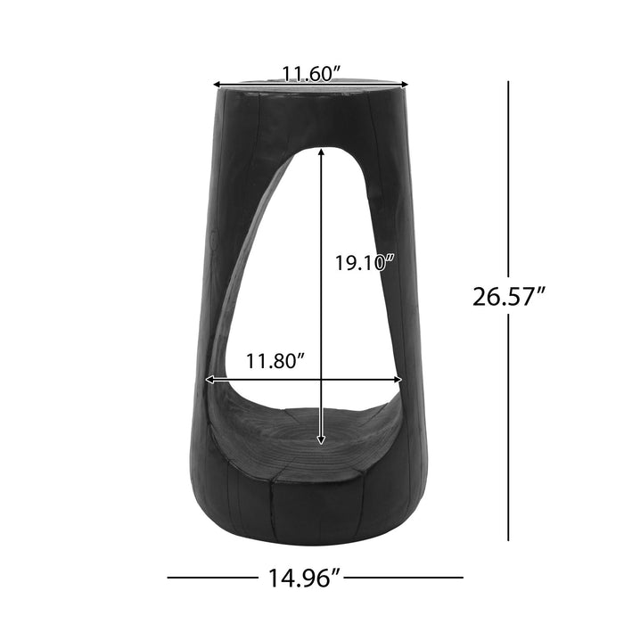 Table d'appoint style souche Brio 26,57 pouces MGO, table laterale interieure grain de bois unique, noir