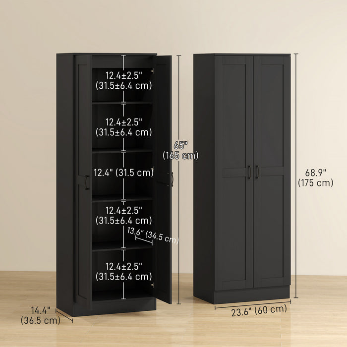 HOMCOM Armoire de rangement avec etageres, placard de garde-manger, noir
