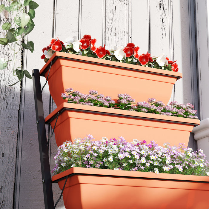 Outsunny Lit de jardin sureleve a 5 niveaux avec trous d'ecoulement, rouge