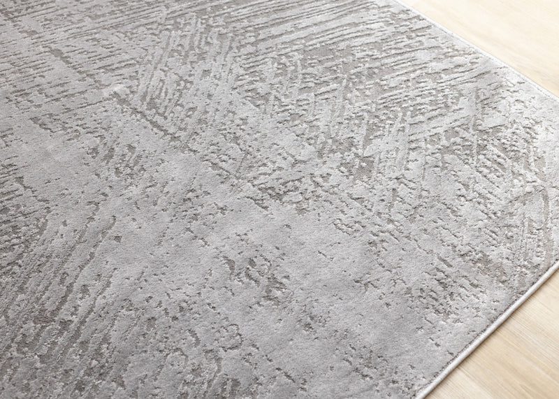 Tapis Hudson aux coups de pinceau vieillis gris creme, 6'7\" x 9'6\"