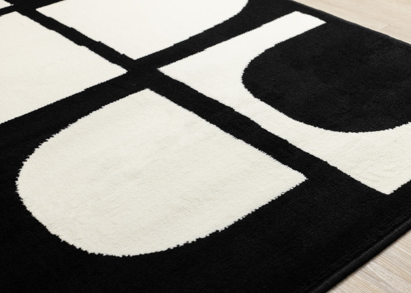 Motif geometrique dynamique noir et blanc Florence, 7'9\" x 10'6\"
