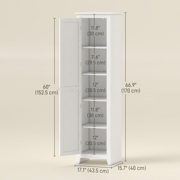 HOMCOM Garde-manger de cuisine 67 po, armoire de rangement, blanc