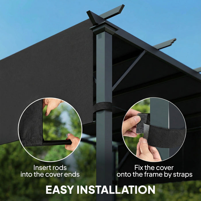 Outsunny Lot de 2 Toiles de Pergola 488 x 122 cm, Protection UV, Noir