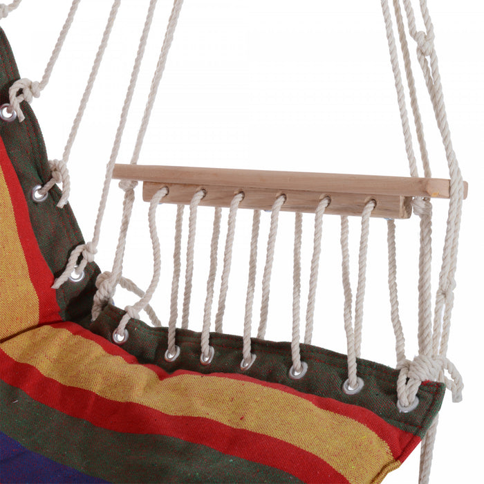 Outsunny Hamac Chaise Portable Suspendu Coton Corde Balancoire Chaise Couchage Lit Siege Avec Repose-pieds Pour Jardin Exterieur Cour Camping Rouge