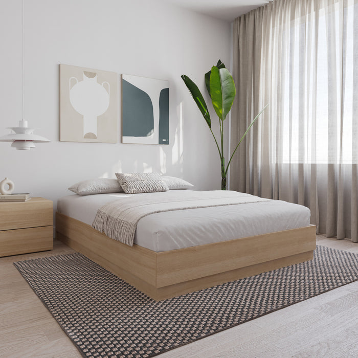 Lit double plateforme Nordika - chêne blond naturel