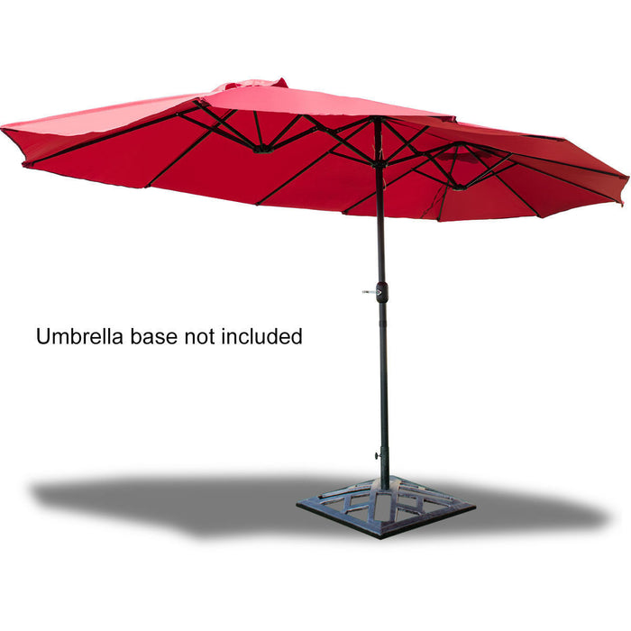 Costway Parasol de marche exterieur 15' double-face Twin Patio avec manivelle Vin